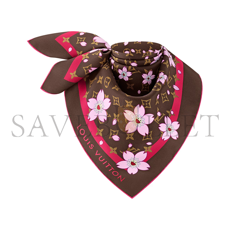 LOUIS VUITTON SCARF MURAKAMI LV X TM MONOGRAM CHERRY BLOSSOM SQUARE 70 M96102 (67*67cm)